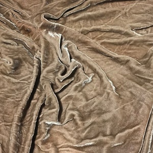 TAUPE BROWN Hand Dyed Silk Velvet Fabric