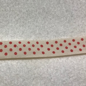 Natur mit rotem Polka Dot 100% Baumwolle Band Borte Made in France 22/16&quot; breit