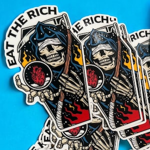 Eat The Rich Skeleton Sticker: Anti-Capitalism Vinyl Decal