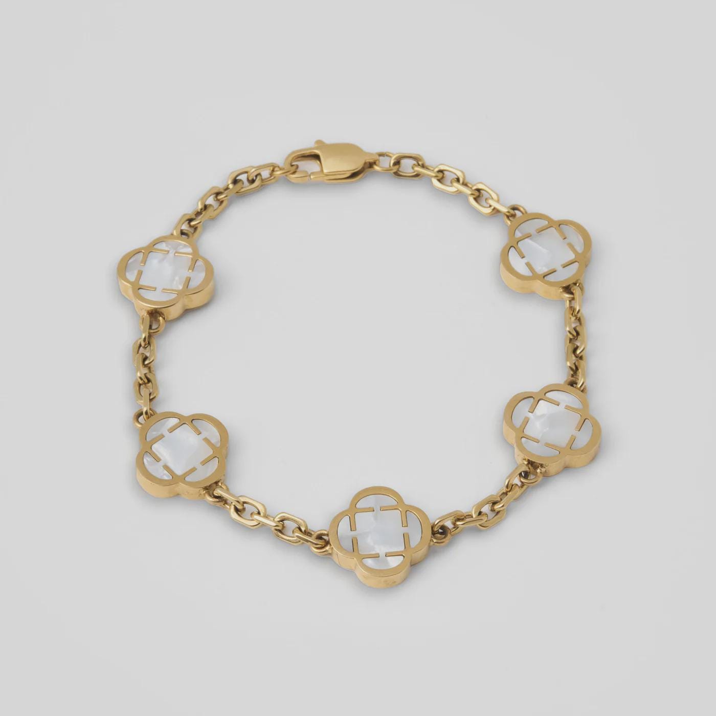 Four Leaf Clover Bracelet| Lucky Charm Bracelet| 18K Gold Plated 13mm Double Sided Clover