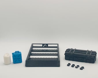 Scx24 rack de teto rack de carga acessórios de telhado suporte de carga com acessórios cena prop modelo acessórios do carro escala 1:24