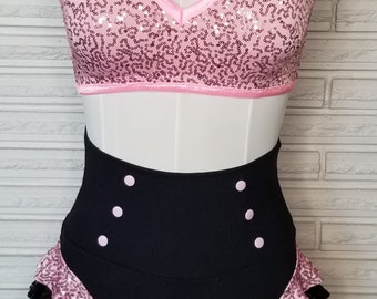 Sequin Halter Top with High Waist Button Briefs, made to order
