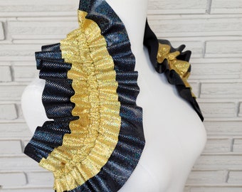Two Color Ruffled Opera Shrug, Holographic Steampunk Collar, Variety of Colors