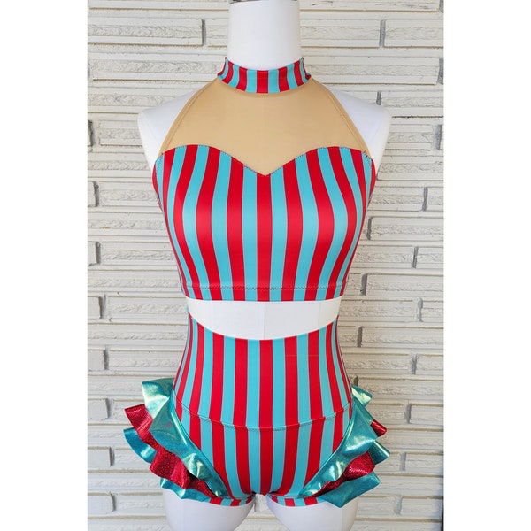 Circus Sweetheart Halter Top and High Waist Ruffle Briefs, made to order