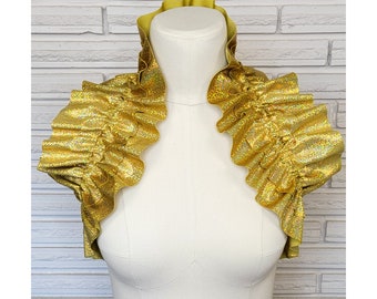 Ruffled Opera Shrug, Holographic Steampunk Collar, Variety of Colors