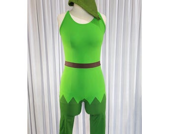 Peter Pan Robin Hood Aerial Unitard and Hat, size small