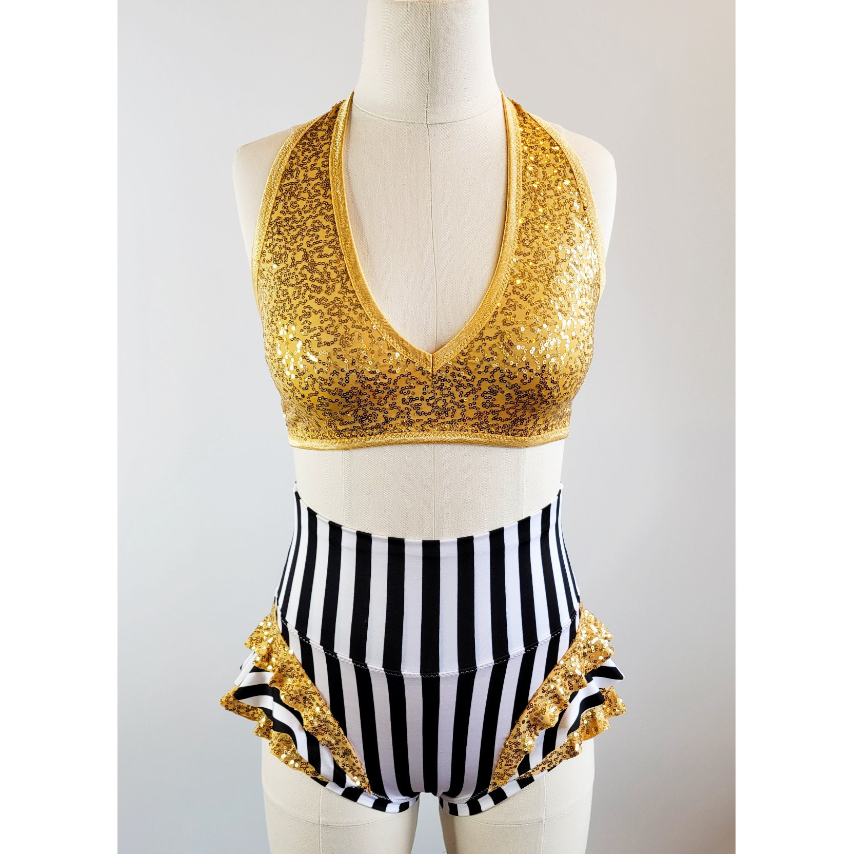 gold sequin dance top