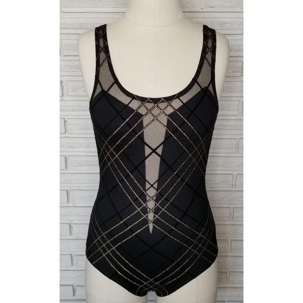 Black and Gold Mesh Cut Out Costume, made to order