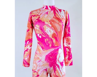 Marble Open Back Shortie Aerial Costume, Unitard Romper, Made to Order