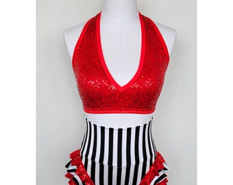 Sequin Halter and High Waist Briefs, Aerial Costume, made to order