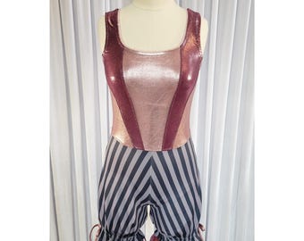 Mauve and Gray Romper with Bloomers, size XS