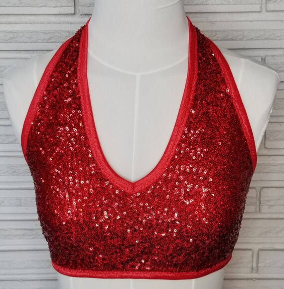 red sequin dance top