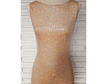 Light Skin Tone Sequin Bodysuit, Aerial Costume, Sequin Leotard, size medium