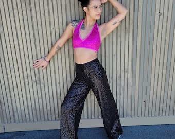 High Waist Sequin Wide Leg Pants, 16 Color Options