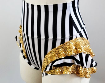 Striped and Sequin High Waist Briefs, Aerial Dance Costume, made to order