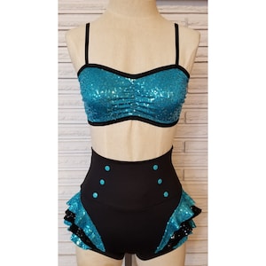 Sequin Sweetheart Top and High Waist Button Briefs, Aerial Costume, made to order