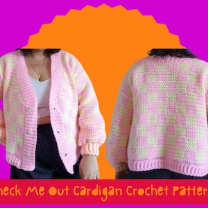 Check Me Out Cardigan | Crochet PATTERN | Checkerboard Checkered Cardigan Pattern PDF | Beginner Friendly