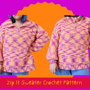 Zip It Sweater | Crochet PATTERN | 3/4 zip up sweater | Suitable for ALL sizes