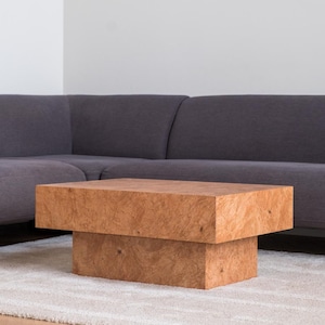 Handcrafted Rustic Coffee Table in Chestnut Burl Veneer