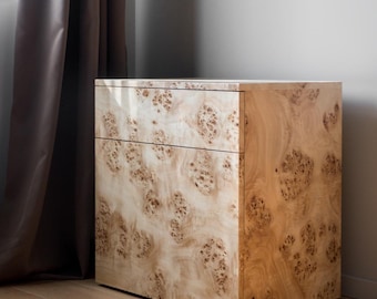 Unique Handmade Poplar Burl Nightstand with Drawer & Door
