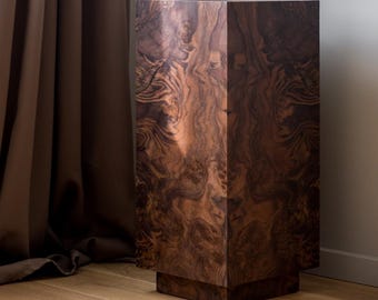 Handcrafted Plinth with base in Walnut Burl veneer - Nightstand - Coffee table