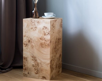 Handcrafted Plinth in Poplar Burl veneer - Nightstand - Coffee table