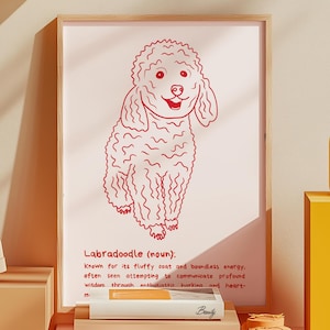 Funny Labradoodle Poster | Dictionary Definition and Cartoon Style Line Artwork | Handdrawn Doodle Wall Decor | Instant Download | Printable