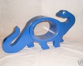 wooden dinosaur piggy bank
