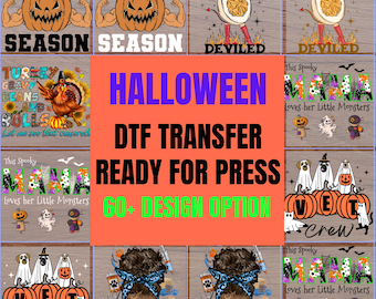 Halloween DTF Transfers Ready to Press Iron-On, Fall prints, Customizable Ghost, Pumpkin, Spooky Family Shirts, Fun Iron-On Transfers" Gift