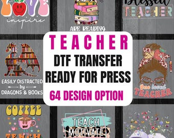 Teacher Book Lover DTF Transfer, Reading Shirt Iron On, Ready to Press
