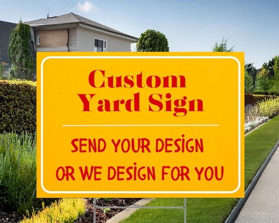 Custom Yard Sign with Metal Stake, Personalized Double Sided Corrugated Plastic Lawn Board
