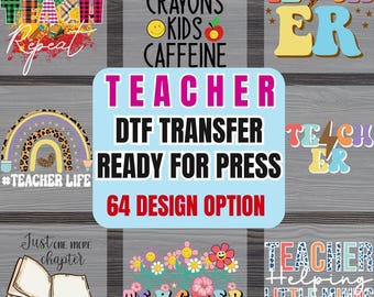Teacher DTF Transfer Ready to Press Retro School Heat Transfers for Shirts