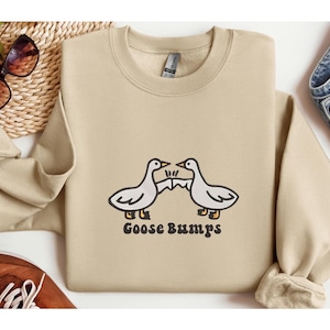 Goose Bumps Sweatshirts, Goose Bumps Embroidery Crewneck, Funny Sweatshirts, Unisex Goose Embroidered, Animal Crewneck