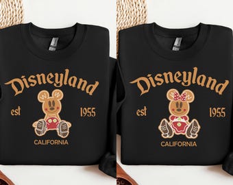 Disneyland Ginger Bread shirt, California Mickey & Minnie Ginger breadSeweatshirt,Disneyland Est.1955,Disney Christmas Couple Tee