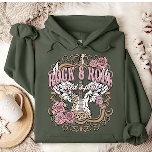 Rock n Roll Hoodie, Vintage Style Rock and Roll shirt, Guitar shirt, Rock & Roll t-shirt, Songwriter t-shirt, Lets Rock