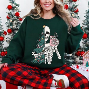 Sorta Merry Sorta Scary Shirt, Funny Christmas Shirt, Cute Spooky Season Shirt, Christmas Skeleton Shirt