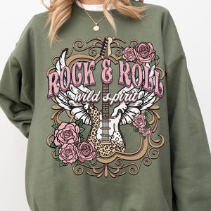Rock n Roll Sweatshirt, Vintage Style Rock and Roll shirt, Guitar shirt, Rock & Roll t-shirt, Music lover tee, Songwriter t-shirt, Lets Rock