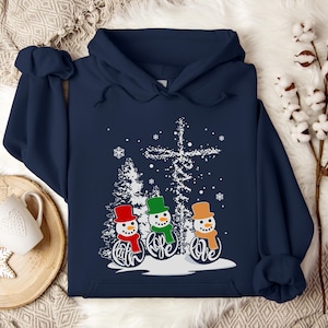 Christmas cross Faith Hope Love Sweatshirt ,Snowman Hoodie, Faith Hope Love Hoodie, Gift For Christmas, Jesus Lover Shirt