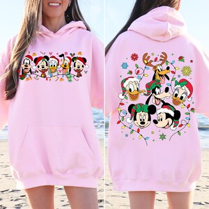 Camiseta navideña de la familia Disney de dos caras, camisetas navideñas de la familia Disney de dos caras, camiseta de personajes de Disney