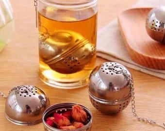 Tea Ball Infuser 2 inch by 1.5 inch tea ball with chain and latch
