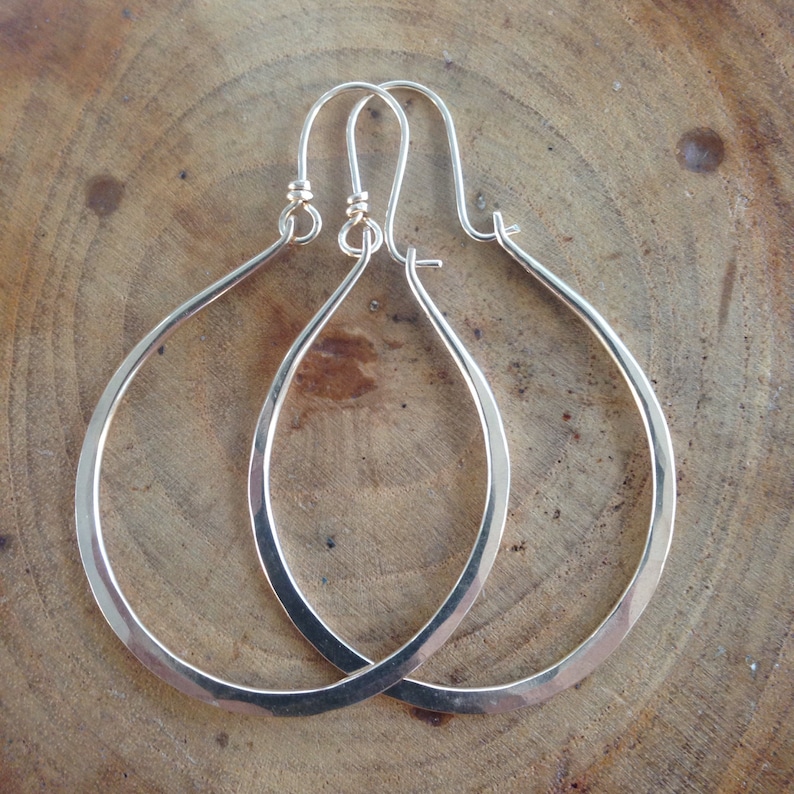 Handmade Hammered Solid 14k Gold Hoops Artisan Large Gabriela Etsy
