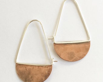Sterling Silver Brass Earrings Hoops Boho Chic Crescent Moon by Maribelle Campa