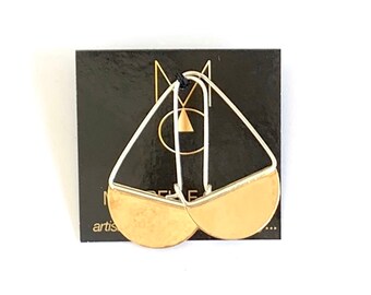 Sterling Silver Brass Earrings Hoops Boho Chic Crescent Moon by Maribelle Campa