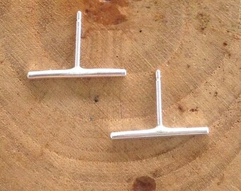 Handmade Bar Sterling Silver Studs Post Earrings Recycled