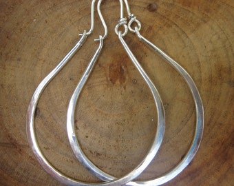 Handmade Extra Large Hammered Silver Earrings