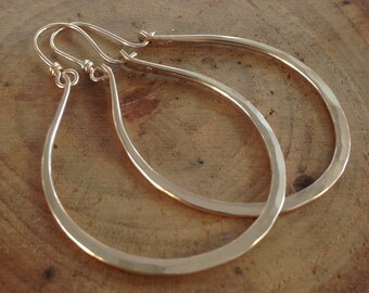 Handmade Hammered Solid 18k Gold Hoops Artisan Large Gabriela Earrings