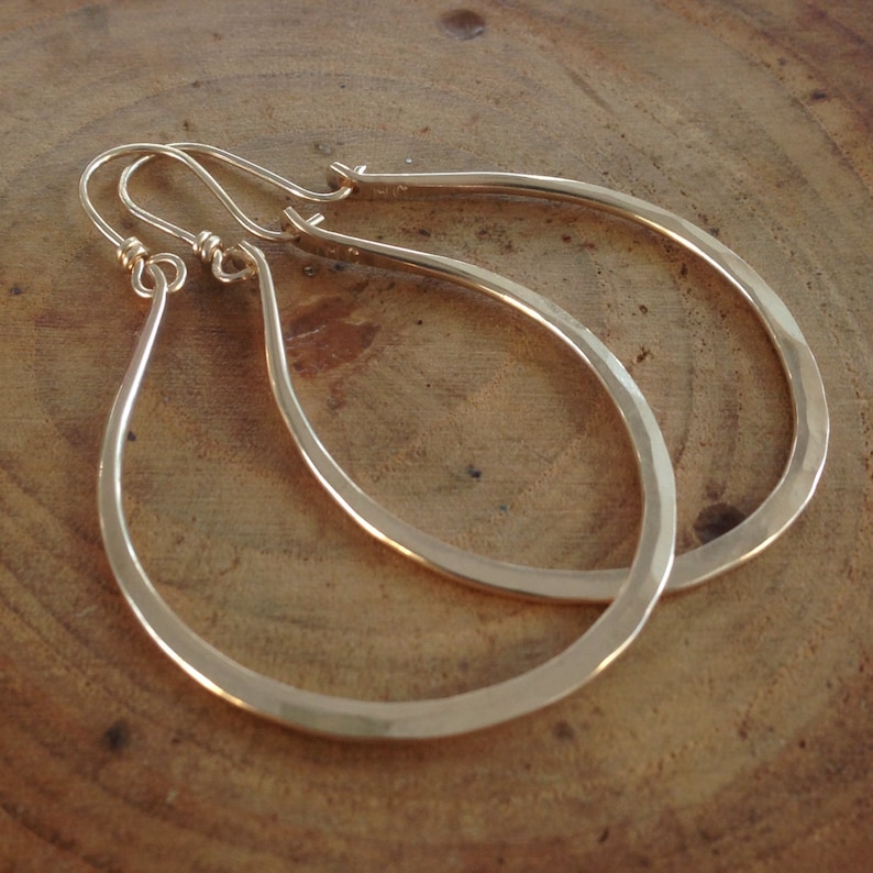 Solid gold hoops large Clearance