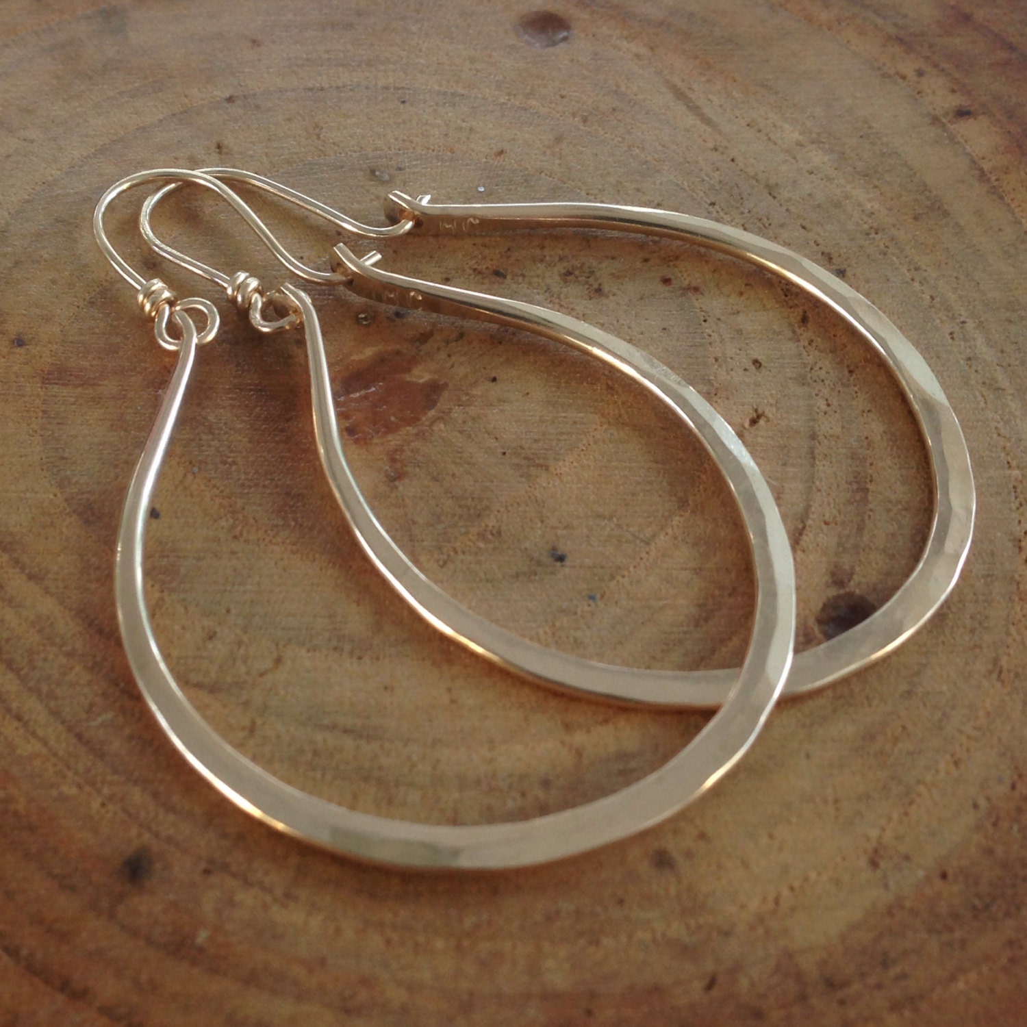 Handmade Hammered Solid 14k Gold Hoops Artisan Large Gabriela Etsy