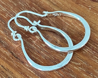 Hammered Sterling Silver Earrings Hoops Petite Gabriela