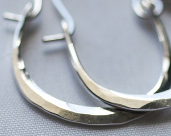 Petite Julia Hammered Sterling Silver Hoops Earrings Free Shipping